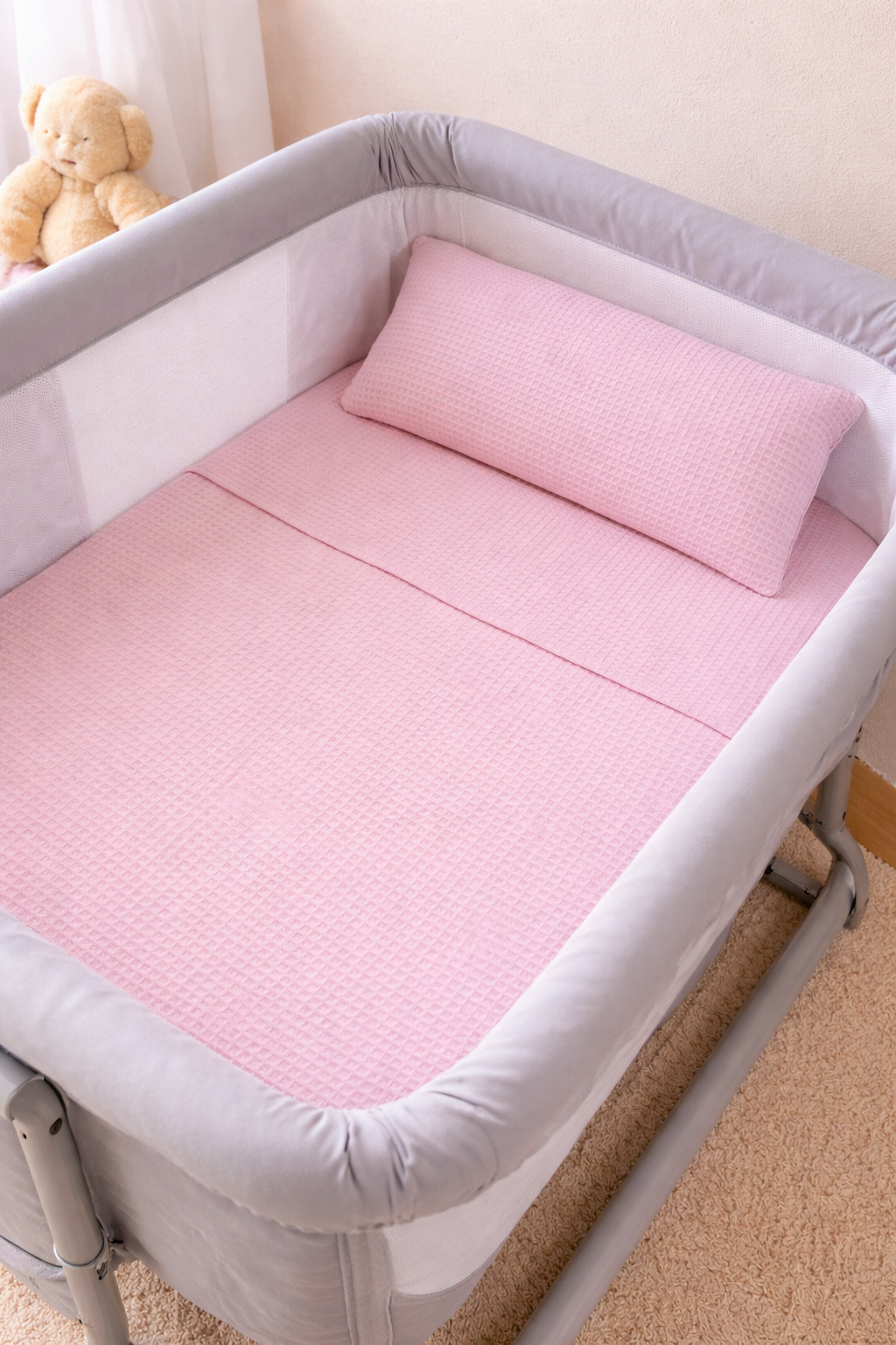 Edredom + almofada para Next 2 me - Rosa bebé