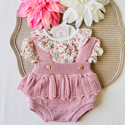 Conjunto Gabi - Fofo e blusa - Rosa velho - 1 aos 12M