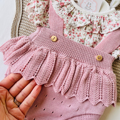 Conjunto Gabi - Fofo e blusa - Rosa velho - 1 aos 12M