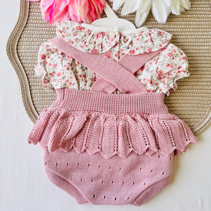 Conjunto Gabi - Fofo e blusa - Rosa velho - 1 aos 12M