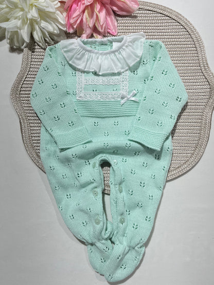 Macacão Flor para bebé - 1/3M -Verde bebé