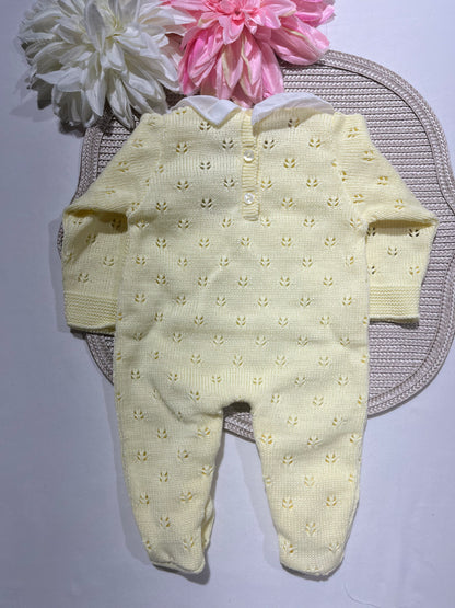 Macacão Flor para bebé - 1/3M -Amarelo bebé