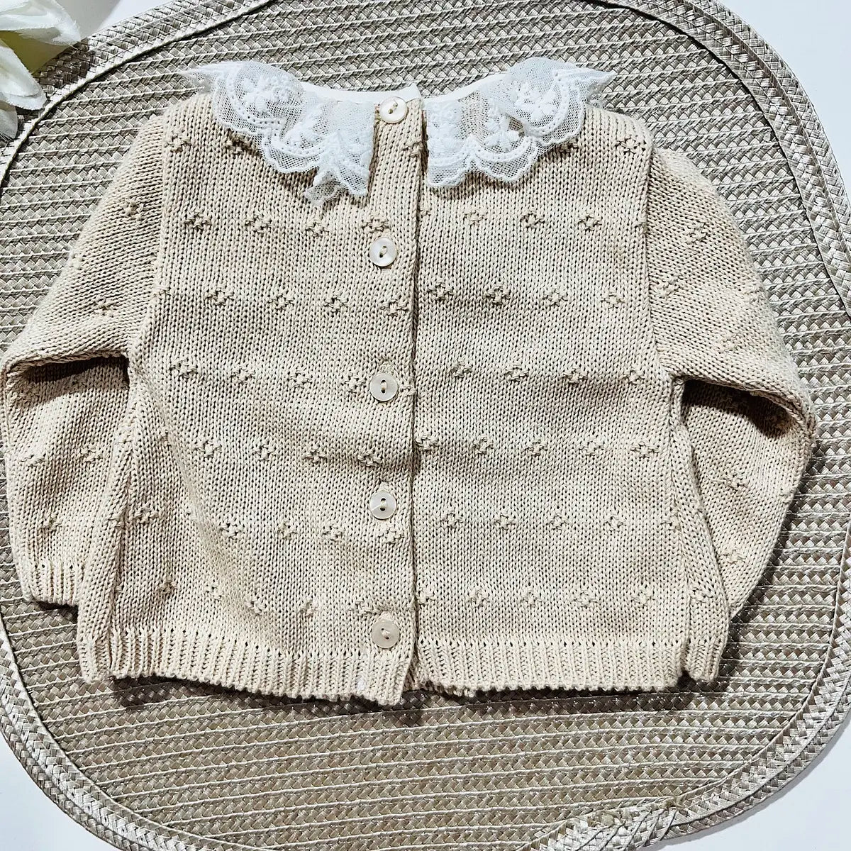 Conjunto de bebé, camisola, calça e touca - 100% algodão - Areia