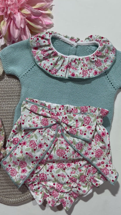 Conjunto Rose para bebé  - 3 aos 12M - Verde água