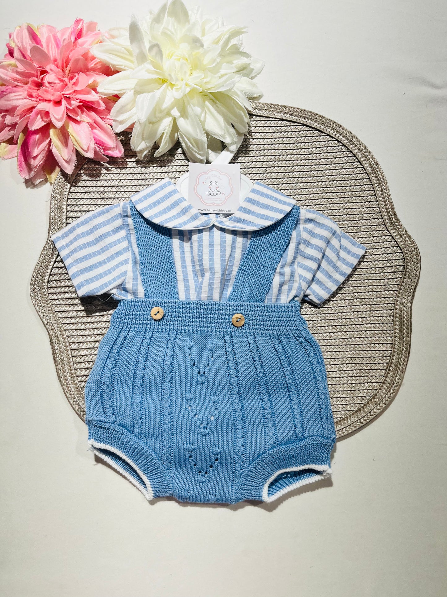 Conjunto Francisco - Fofo e camisa - 3 aos 12M - Azul cobalto