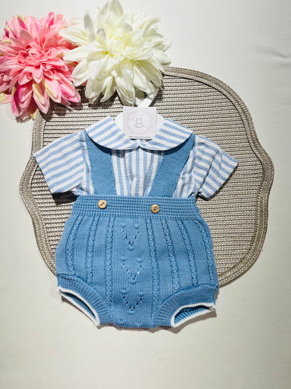 Conjunto Francisco - Fofo e camisa - 3 aos 12M - Azul cobalto