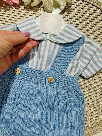 Conjunto Francisco - Fofo e camisa - 3 aos 12M - Azul cobalto
