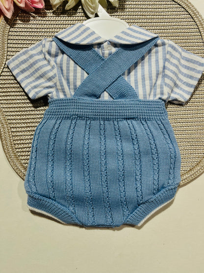 Conjunto Francisco - Fofo e camisa - 3 aos 12M - Azul cobalto