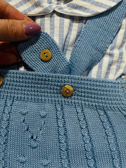 Conjunto Francisco - Fofo e camisa - 3 aos 12M - Azul cobalto