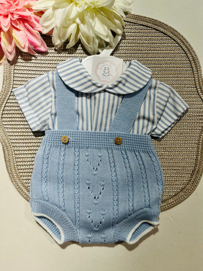 Conjunto Francisco - Fofo e camisa - 3 aos 12M - Azul bebé