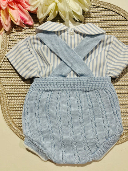 Conjunto Francisco - Fofo e camisa - 3 aos 12M - Azul bebé