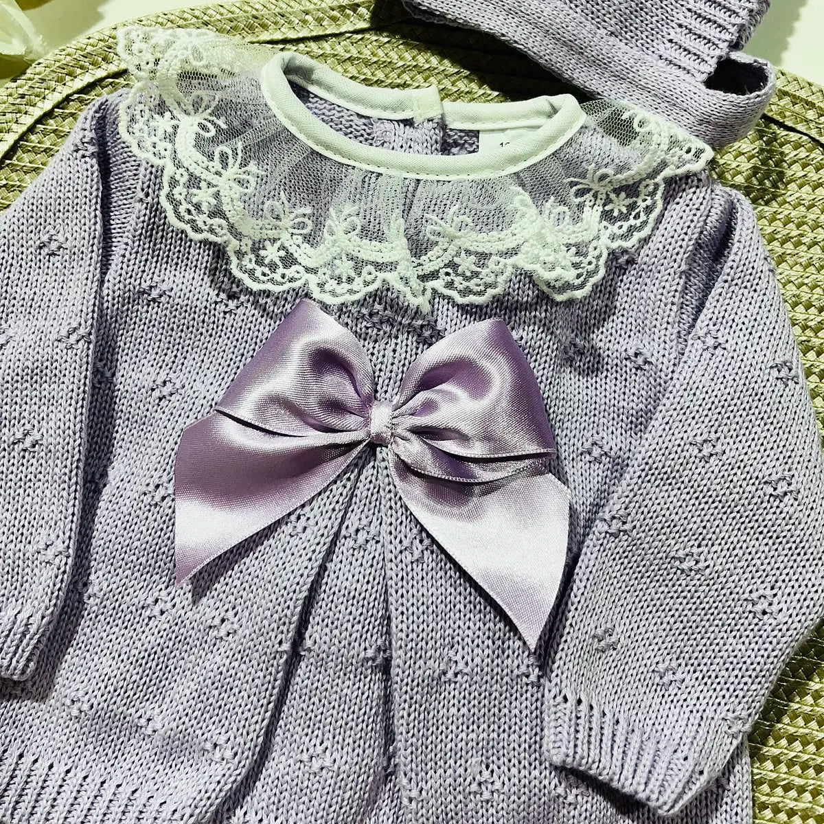 Conjunto de bebé, camisola, calça e touca - 100% algodão - Lavanda