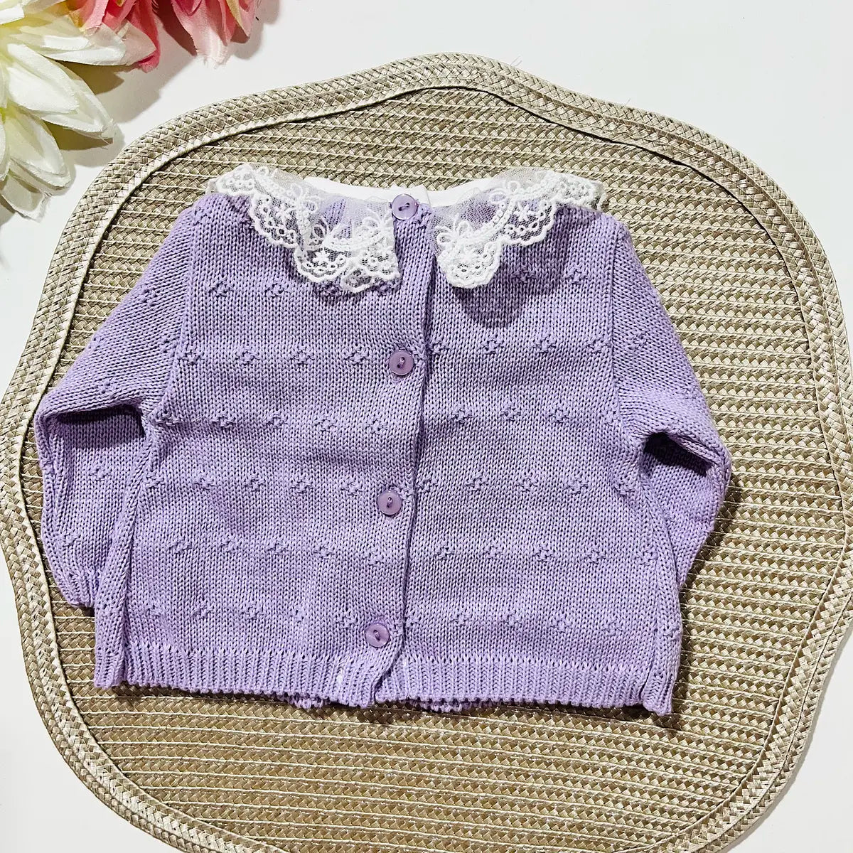 Conjunto de bebé, camisola, calça e touca - 100% algodão - Lavanda