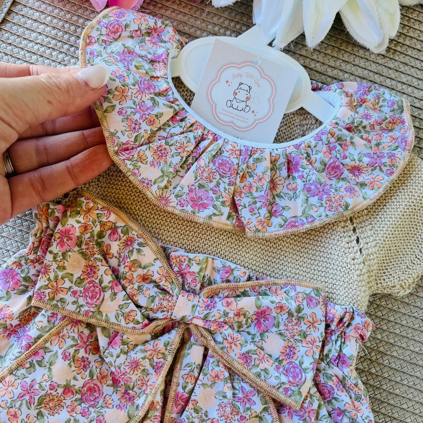 Conjunto Rose para bebé  - 3 aos 12M - Areia