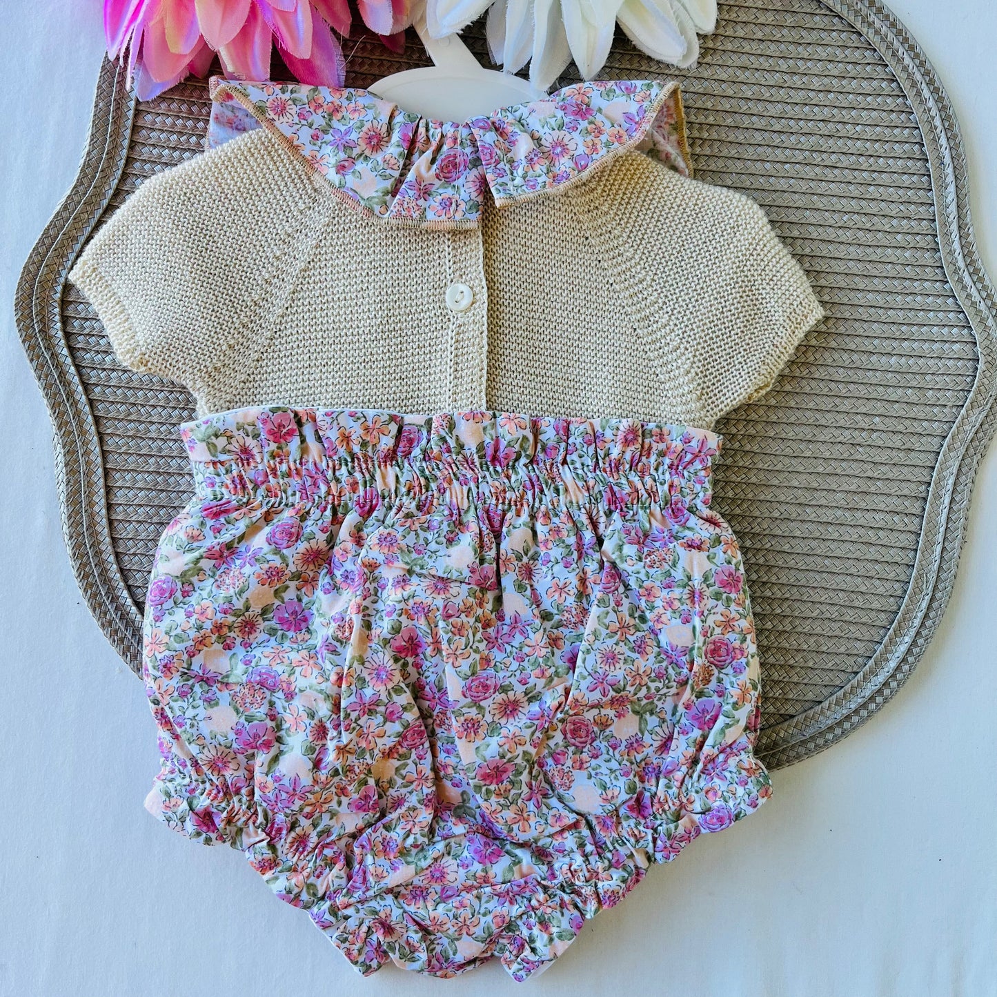 Conjunto Rose para bebé  - 3 aos 12M - Areia
