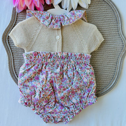 Conjunto Rose para bebé  - 3 aos 12M - Areia