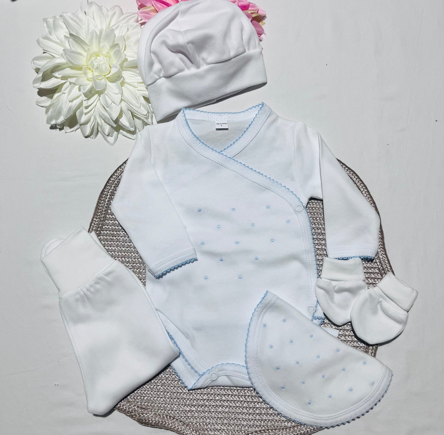 Conjunto interior bebé pintinhas com carda