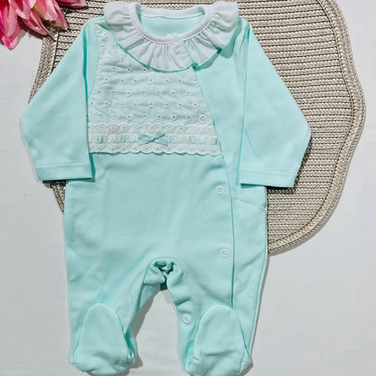Babygrow  recém-nascido -  Algodão com bordado inglês